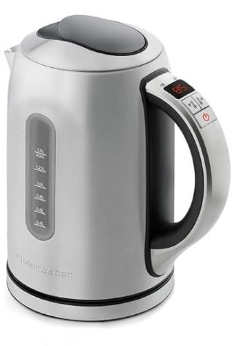 riviera&bar, Bouilloire Inox TR 1,5L MILA, Puissance 2200W, Température Réglable 50,100°C, Écran LCD, Maintien au Chaud, Sécurité Surchauffe, Socle Pivotant, BBT570