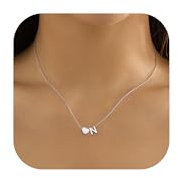 LOLIAS Herz Buchstaben Halskette Damen Namenskette Edelstahl Silber Namen Kette Mit Kleinem Herz Buchstaben Anhänger Personalisierte Initial Kette Für Damen Mädchen Beste Freundin Geschenk schmuck