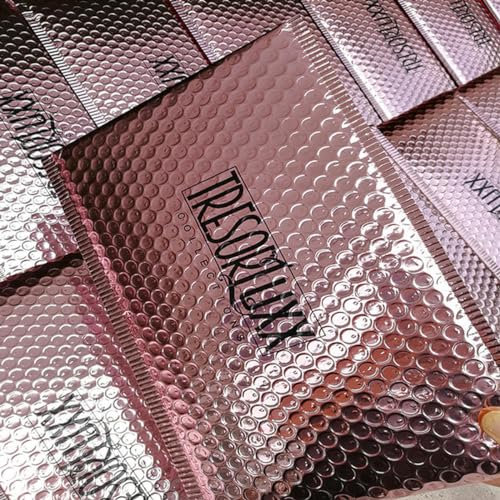 50 Stück individueller Luftpolsterversand, gepolsterter Versandbeutel mit bedruckter Versandtasche für Schmuck, Postversand für Make-up-Kleidung, Roségold, 40 x 30 cm