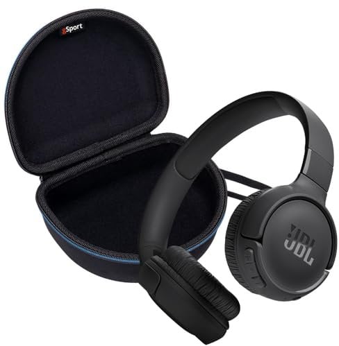 JBL Tune 520BT Wireless On Ear Bluetooth Headphone Bundle with gSport EVA Case (Black)