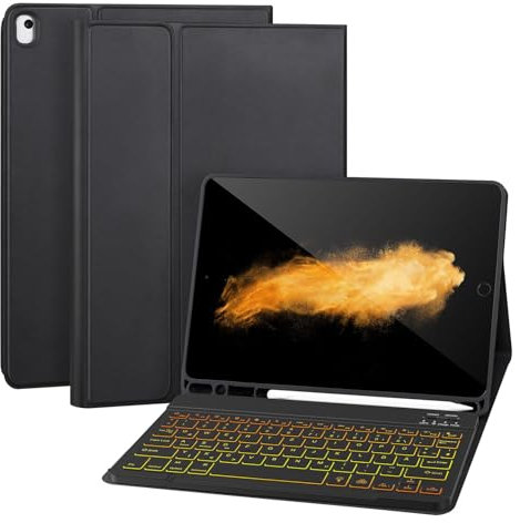 APHBZGE Tastatur Hülle für iPad 9/8/7. Generation 10,2 Zoll, abnehmbare Hülle mit Bluetooth-Tastatur für iPad 9. Generation 10,2 Zoll mit Stifthalter, automatisches Aufwachen/Aufwachen,Schwarz