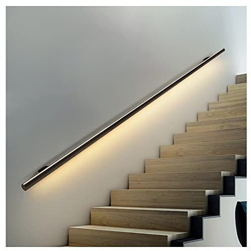 Ringhiera per corrimano in Alluminio con Luce - Corrimano per Scale Luminoso a LED - Facile da installare - Corrimano luci per Scale Esterne ed Interne (Colore: Nero, Dimensioni: 19,7/0,5 m
