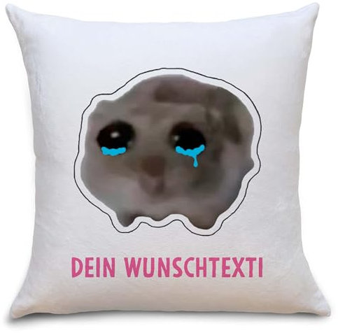 mindmonkeys® Sad Hamster Meme Lustiges Kissen Hamsti Lustige Kissen Sprüche Kissen Polster | Wunschtexti traurig | Flauschig 40x40