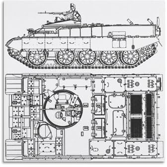 BTR-T Poster mit Militärfahrzeug, Motiv: Schwerer gepanzerter Personenträger, dekoratives Gemälde, Leinwand, Wandposter und Kunstdruck, moderne Familienschlafzimmer-Dekoration, Poster, 60 x 60 cm