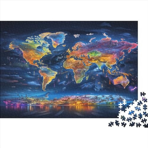 HLXZMCVBT World Map Jigsaw Puzzle 1000pcs (75x50cm) 1000 Piece Puzzles For Adults