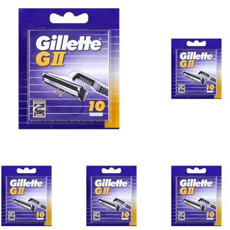 Gillette GII Rasierklingen für Rasierer, 10 Ersatzklingen für Nassrasierer Herren mit doppelten Klingen (Packung mit 5)