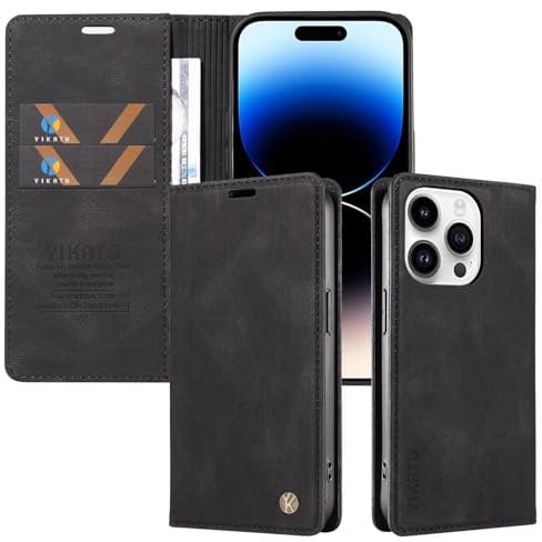 FERLAN Handyhülle für Huawei P8 lite 2017 Hülle Wallet Premium Leder Klappbar für Huawei P8 lite 2017 Flip Case Magnet Kartenfach Standfunktion Tasche Schutzhülle,Schwarz