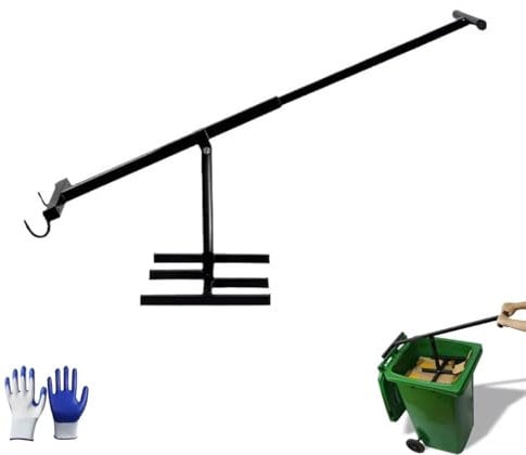 Bin Compactor, Touchless Manual Trash Compactor for Kitchen Waste, Adjustable Handle Recycling Tool, Compact and Portable for 120L Wheelie Bins, Ideal for Garden, Restaurant, and Office