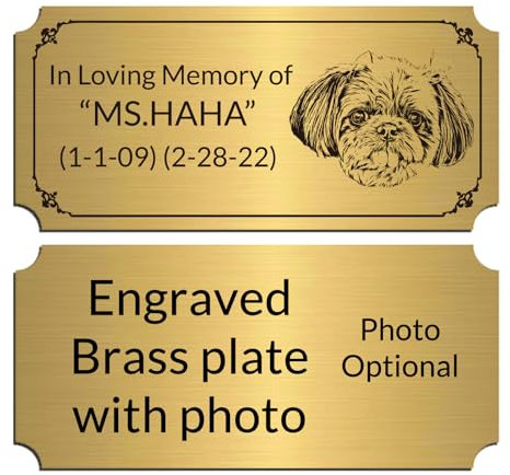 HEYUUP Pet Memorial Plaques, Engraved Brass Plates for Urn Box 7.5 x 3.5 cm