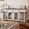 Hundekäfig mit 2 Schubladen und 2 Türen,Hundebox für Innenbereich,Hundehaus mit getrenntem Innenraum,Weiß+Dunkelbraun,MDF,160×60×80cm,Hundehütte für 2 Hunde