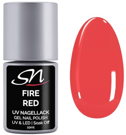 SN Nageldesign Fire Red UV Nagellack rot 10 ml Gellack UV LED Gel soak off Farbgel Nail Polish für Gelnägel Acrylnägel Naturnägel Nageldesign