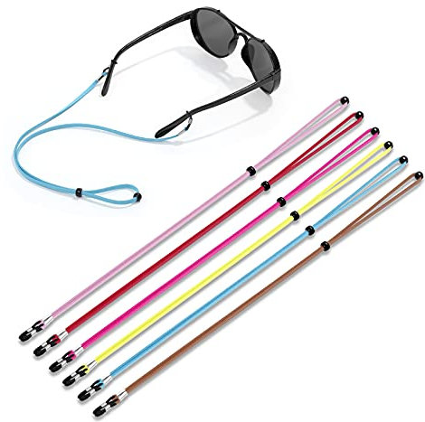 VOOGLASS Glasses Strap(6 PCS) Sports Eyeglass Strap,Adjustable Sunglasses Lanyard Neck Holders Cord Retainer for Men Women, 6 Pack-3, 13.8
