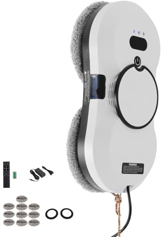 Fensterputzroboter, 2800Pa Fensterputzer Elektrisch mit Fernbedienung, 10 Fasertüchern, Trocken- und Nassreinigung Intelligenter Navigation für Fenster, Fliesen, Spiegel, Glastüren und so weiter.