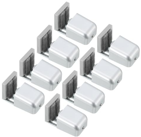 QUARKZMAN 8Pcs Coulissante Grange Porte Plancher Guide, 10-35mm Réglable Support Rouleau avec Feutre Coussin, Affleurant Plat Bas Rouleau Roues pour Portes, Placard, Petit Espace, Argent