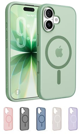 Belkin SheerForce Grip MagSafe Compatible iPhone 17 Case with Slim Design & Anti-Slip Side Lines - Magnetic, Transparent, & Shockproof Protective iPhone Case - Sage