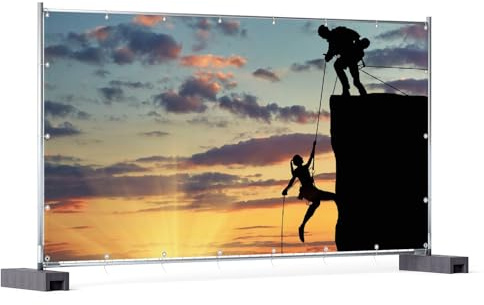 Wallario XXL Outdoor-Poster für Garten oder Balkon Gemeinsam zum Gipfel, Motivbanner Größe: ca. 340 x 173 cm, Outdoor-Bild