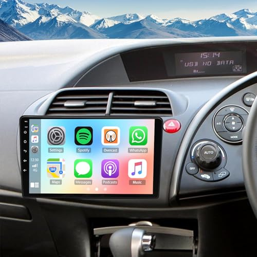 Android 15 Car Stereo for Honda Civic Hatchback 2006-2011 Radio CarPlay | Double Din Android Wireless Carplay Android Auto Support Bluetooth/GPS/WiFi/Backup Camera/SWC/FM/Mirror Link/IPS Touch Screen