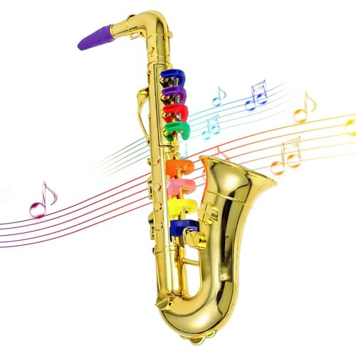 Saxophone Jouet, Saxophone Portable avec Son Interactif, Instrument d'apprentissage, Jouets Éducatifs Précoces, pour Spectacles Scolaires, Jeux de Rôle et Concours de Talents
