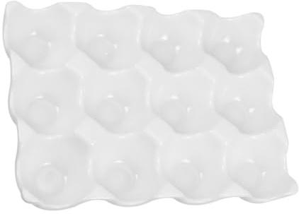 AKOOSY Boîte à Œufs Résistante Four et Lave-vaisselle 12 Compartiments en Céramique Blanche pour Rangement Pratique la Maison L'hôtel