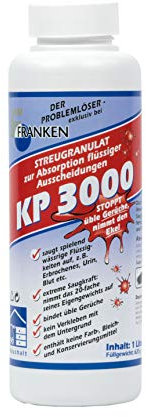 FRANKEN-Chemie KP 3000 Kotze-Pulver (1L Flasche) Streugranulat zur Bindung flüssiger Ausscheidungen, geruchsüberdeckend, schonend, nimmt den Ekel