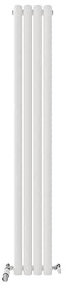 iBathUK Strata Tall Vertical Radiator, Single Oval Panel Radiators, 1600x240mm Slim Radiator, Wall Mounted for Bathroom,Kitchen,Living Room- White