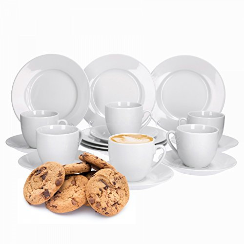 Van Well Geschirrset - Stilvolles und Zeitgemäßes Kaffeeservice für 6 Personen - Spülmaschinenfest Porzellan - Mikrowellengeeignet