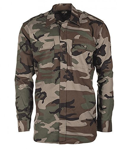 Mil-Tec Unisex Ripstop Hemd, Woodland, S EU