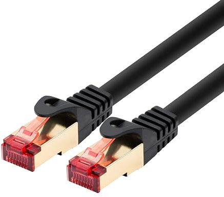 BIGtec LAN Kabel 20m Ethernet Kabel Netzwerkkabel Patchkabel vergoldete RJ45 Stecker doppelt geschirmt schwarz Gigabit für Netzwerk Switch Router DSL PC Computer Laptop Gaming