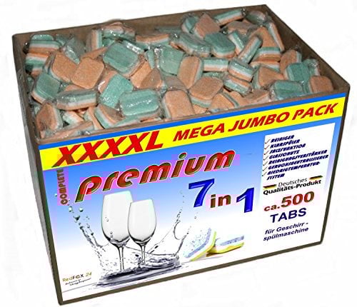 RedFOX24 Premium Spülmaschinen Tabs - mit wasserlöslicher Folie - Geschirrspültabs - 7 verschiedene Funktionen - in einem 10 KG Karton erhältlich