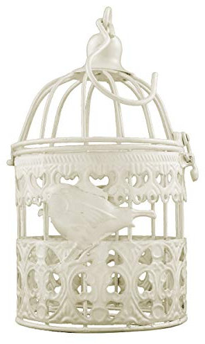 PrimoLiving Deko Metall Vogelkäfig antik weiß Vogel P-359 Gr. S