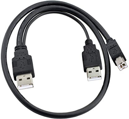 CY Dual USB 2.0 macho a estándar B macho Y Cable 80cm para impresora y escáner y disco duro externo