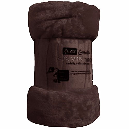 Laura Secret Fleece Faux Fur Roll Mink THROW Throws/Bed Blanket Beautiful Colours (Double, Brown)