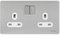 Schneider Electric Ultimate Screwless Flat Plate - Double Switched Power Socket, 13A, GU3420WSS, Stainless Steel with White Insert
