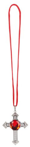 PARTY DISCOUNT Kette Dracula Kreuz mit Rubin