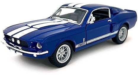 KiNSMART - 1967 Ford Shelby Mustang GT500 1:38 Scale 5 Die Cast Metal Model Toy Muscle Car (Blue)
