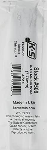 Music Wire, Spring Steel, 0.187 in.Dia, PK4