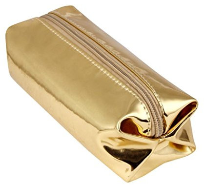 HENGSONG Make Up Beutel Pinseltasche Schule Mäppchen Stifttasche Federmäppchen mit Reißverschluss 16 * 11 * 6CM (Gold)