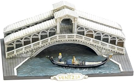 Arte e Storia by Paben Gondel Venedig mit Rialto Brücke Venezia, 16 cm, Polyresin, Gondola Italien