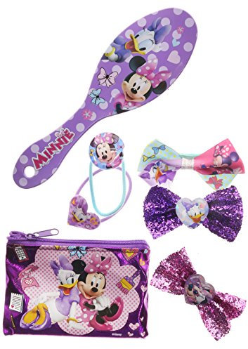 Townley Girl Minnie Mouse Hair Set, Includes Hair Brush, Hair Bows, and Hair Clips, 7 Pcs