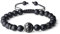COAI Bracelet Pierre Naturelle Homme, Bracelet Onyx Mat Homme, Bracelet Lion Homme, Bracelet Ajustable en Nylon