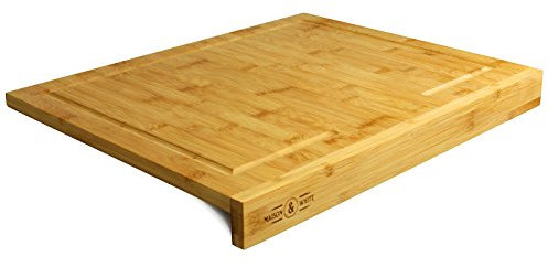 Counter Edge Bamboo Chopping Board | Secure Wooden Kitchen Cutting Board | 100% Natural, Durable Bamboo | M&W