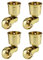 Hochwertige Lenkrollen aus massivem Messing mit 28 mm großen Rollen - echtes massives poliertes Messing - Antik-Vintage - zum Aufstecken - poliertes Messing - 4er-Set