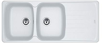 Franke – fregadero de Dos cubas con escurridor azg 621 acabado Blanco de 116 x 50 cm