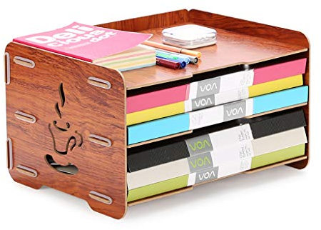 Aktenschränke Aktenhalter, Desktop-Erweiterung Aktenkoffer (Holz) 33 * 25 * 19CM, 6 Farben optional (Color : B)