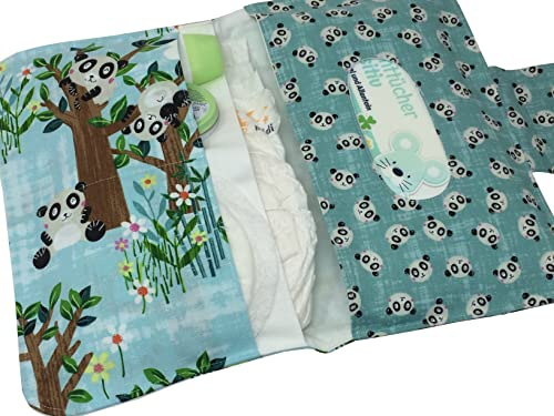 PANDA mint Zauberhafte Windeltasche mit Innenfächern auch mit Wunschnamen