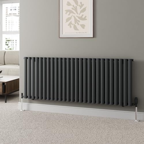 DuraTherm® 600 x 1560mm Anthracite Horizontal Designer Radiator Single Column Oval Tube Modern Central Heating Panel Bathroom Radiators