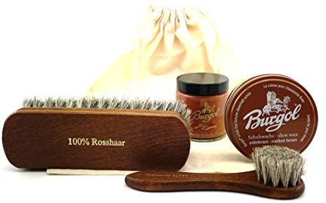 Schuhpflegeset für Glattleder-Schuhe: Farbe: Cognac