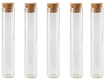 QUUPY 10Pcs 60ML/2oz Glass Test Tubes with Cork Stoppers Transparent Jar Bottle for Storage Containers Plant Grow Bath Salt