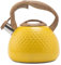 Stainless Steel Teapot with Wood Grain Handle, 2.8L Whistling Kettle Suitable for Gas Stove Induction Cooker Durable (Yellow)