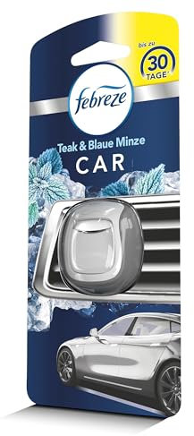 Febreze Auto Lufterfrischer Teak & Blaue Minze, Auto Duft gegen Gerüche
